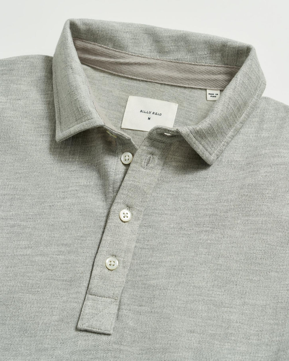 Men L/S Herringbone Polo Light Grey | Billy Reid Polos, Tees &amp; Henleys