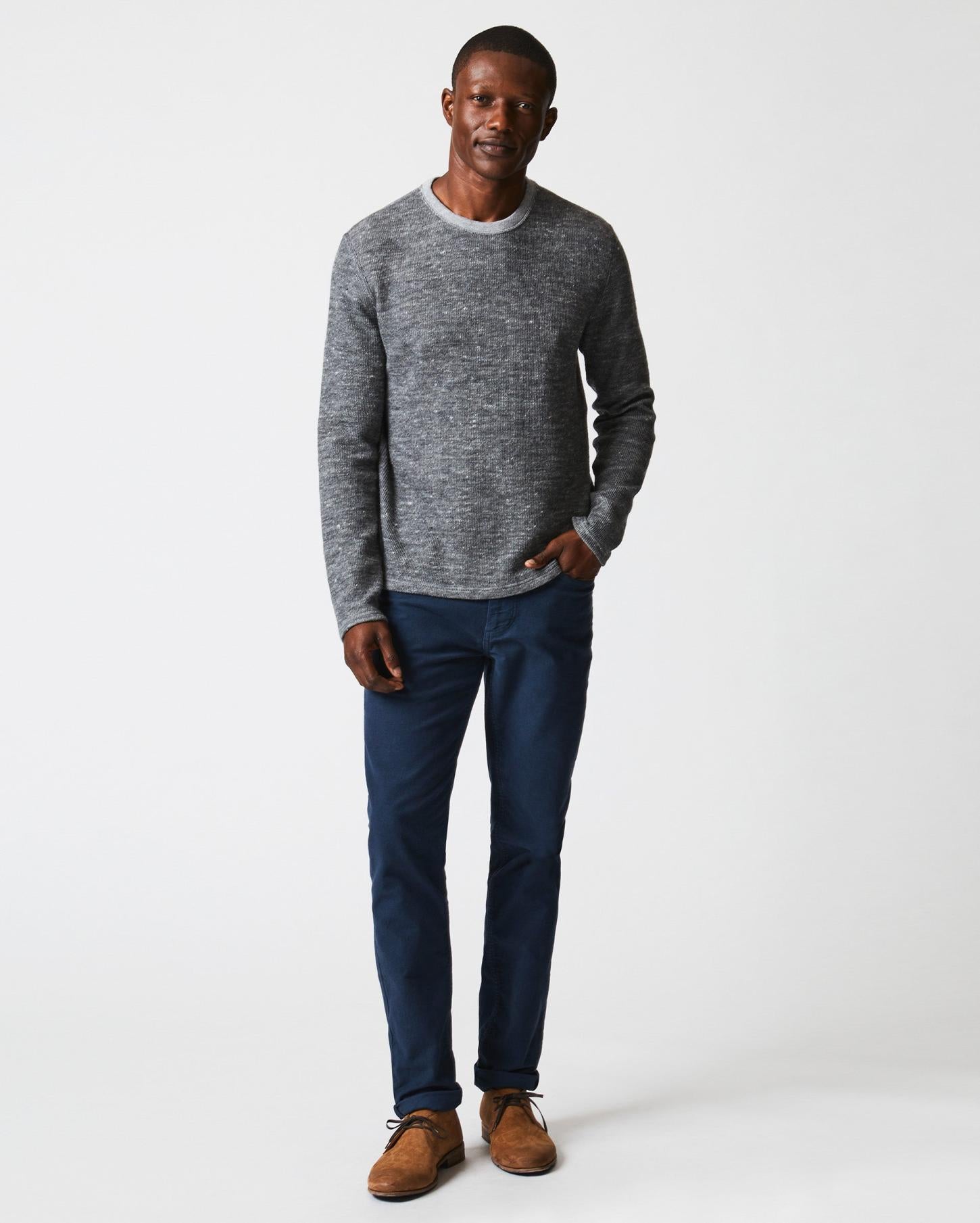 Men L/S Rib Tee Heather Grey | Billy Reid Polos, Tees &amp; Henleys