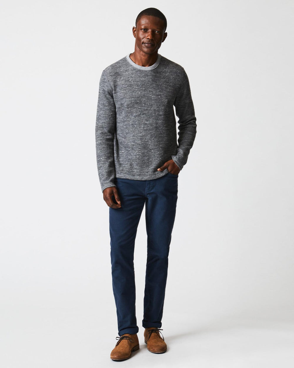 Men L/S Rib Tee Heather Grey | Billy Reid Polos, Tees &amp; Henleys