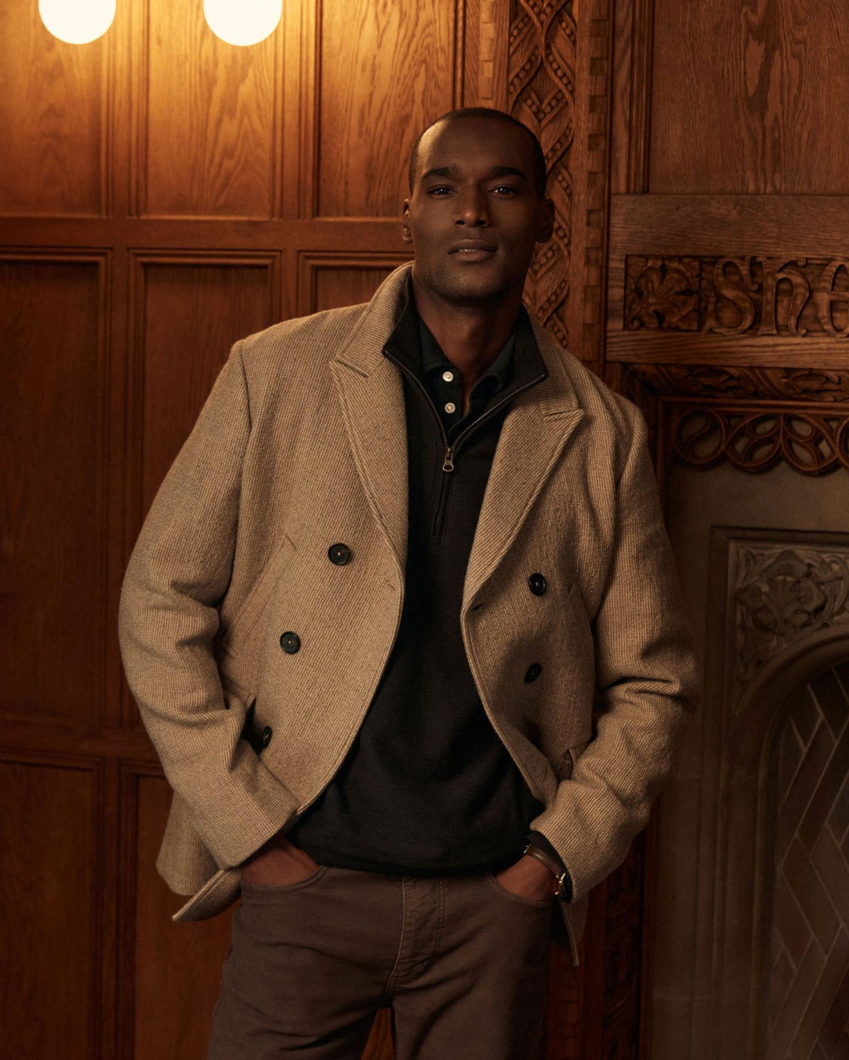 Men Luxury Bond Peacoat Charcoal/tan | Billy Reid Jackets &amp; Outerwear