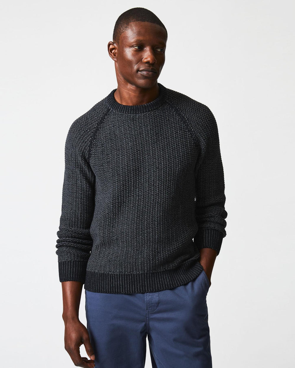 Men Marled Crewneck Sweater Black | Billy Reid Sweaters &amp; Sweatshirts