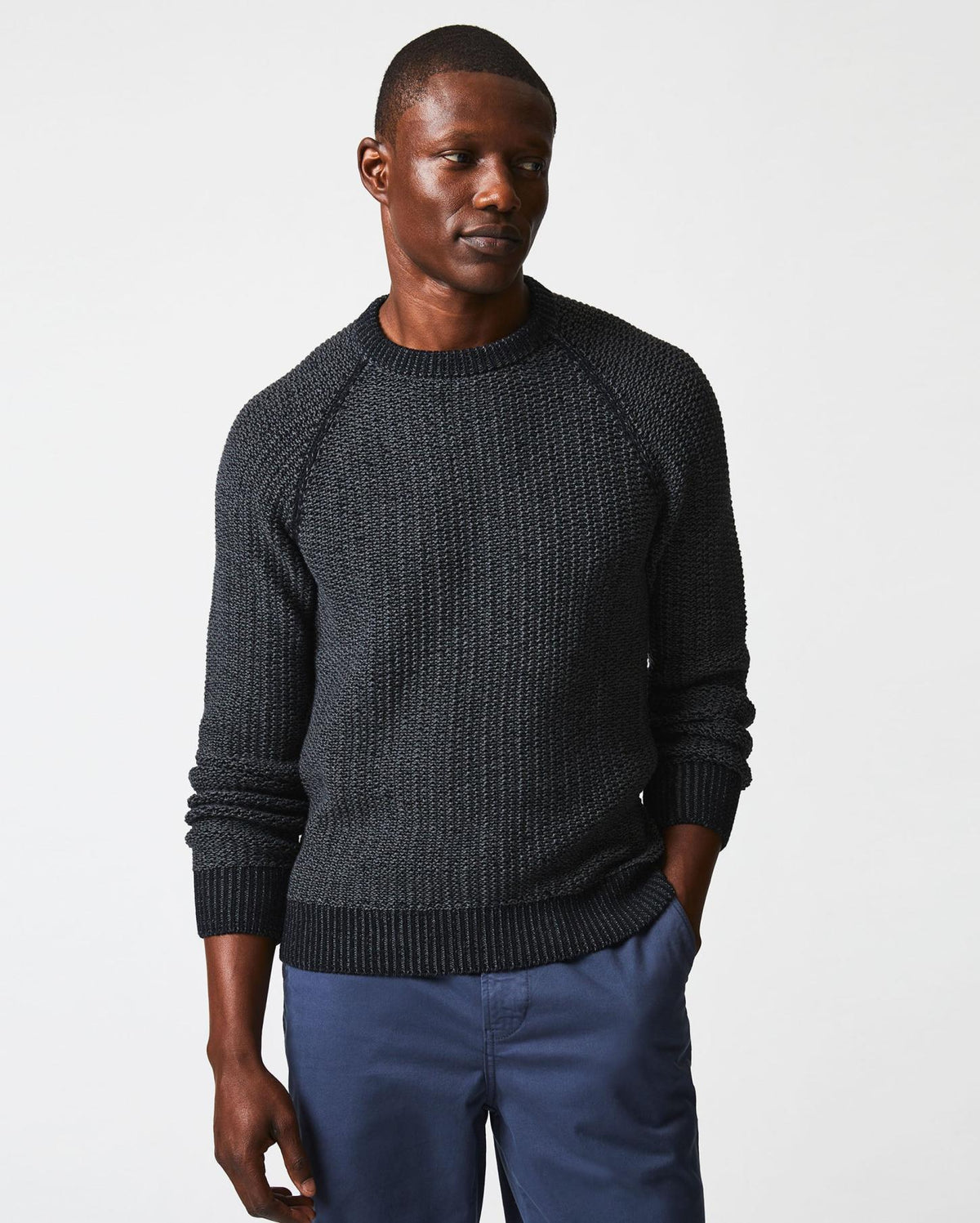 Men Marled Crewneck Sweater Black | Billy Reid Sweaters &amp; Sweatshirts