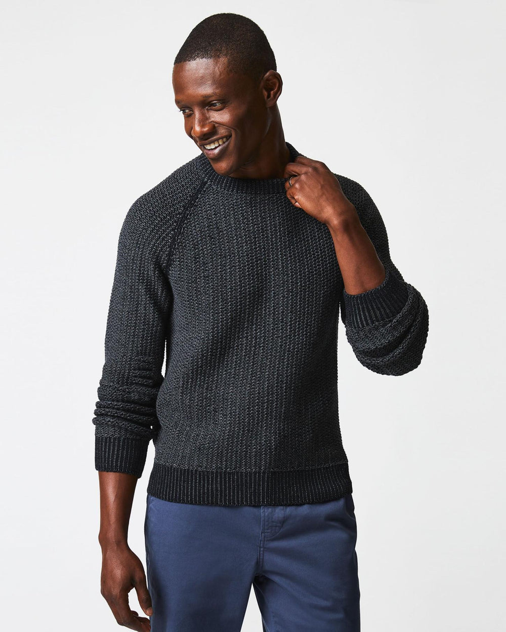 Men Marled Crewneck Sweater Black | Billy Reid Sweaters &amp; Sweatshirts