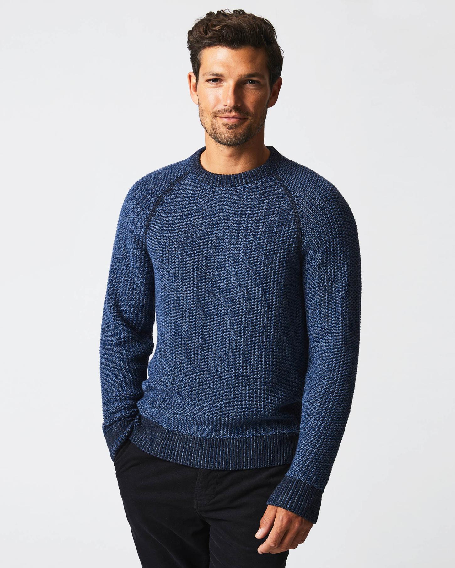 Men Marled Crewneck Sweater Carbon Blue | Billy Reid Sweaters &amp; Sweatshirts