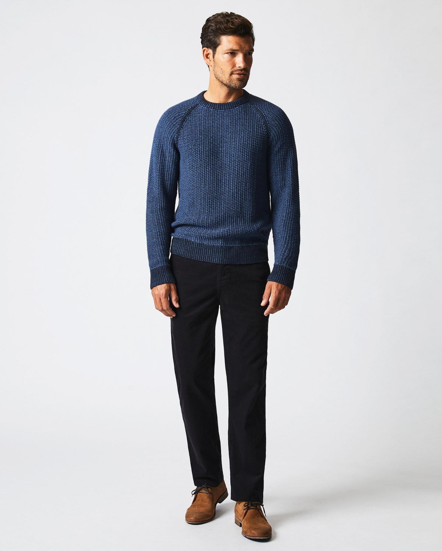 Men Marled Crewneck Sweater Carbon Blue | Billy Reid Sweaters &amp; Sweatshirts