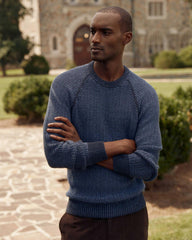 Men Marled Crewneck Sweater Carbon Blue | Billy Reid Sweaters &amp; Sweatshirts