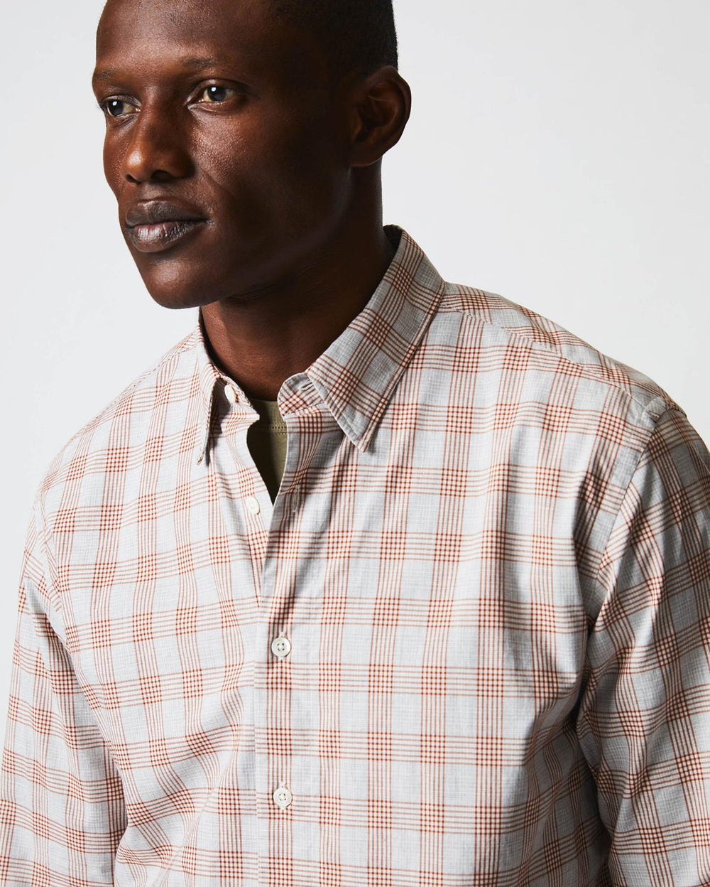 Men Melange Grid Plaid Tuscumbia Shirt Hidden Bd Grey/ginger | Billy Reid Shirting