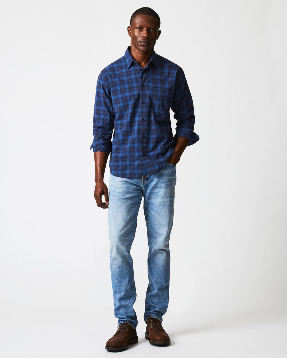 Men Melange Shadow Plaid Tuscumbia Shirt Blue/red | Billy Reid Shirting