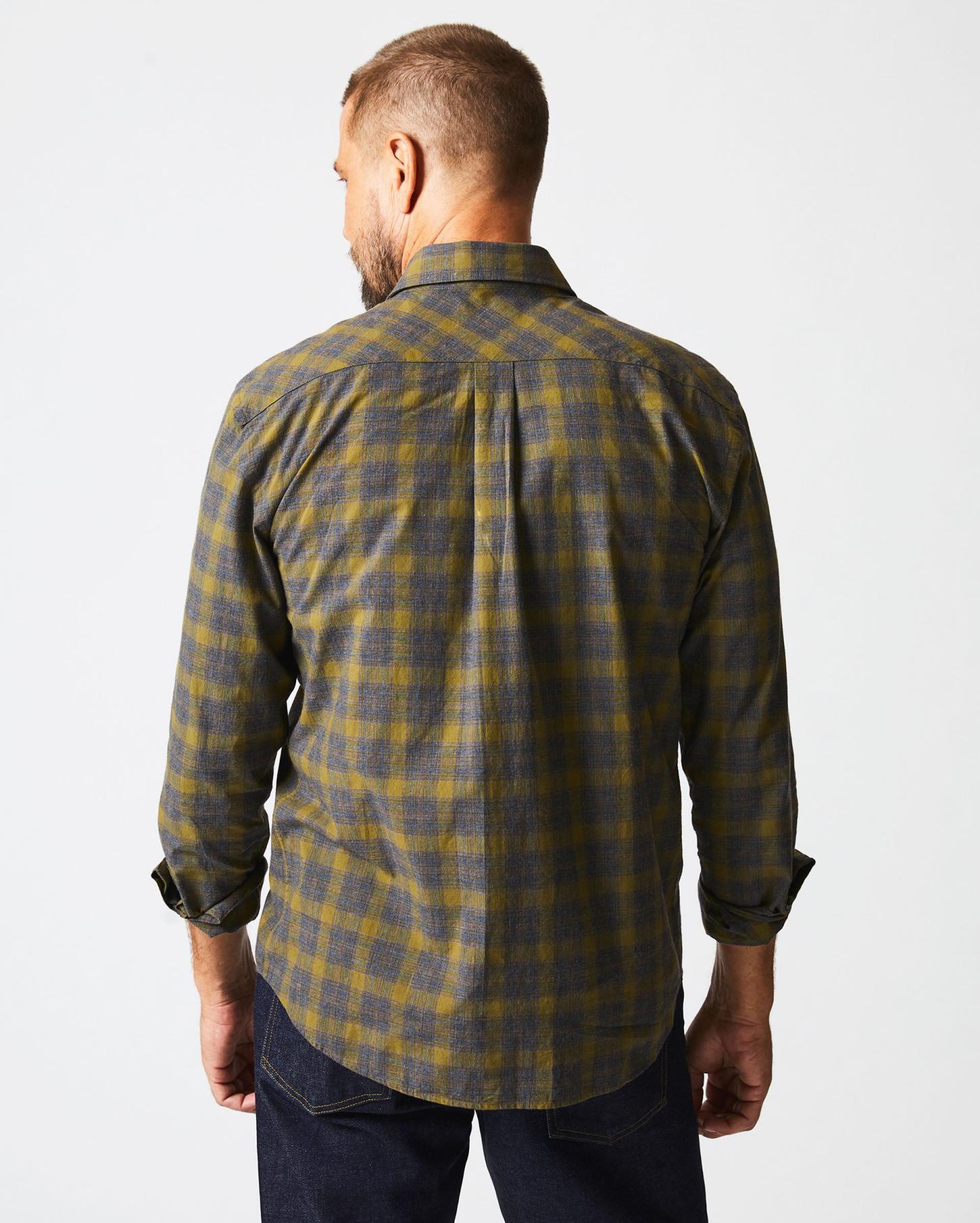 Men Melange Shadow Plaid Tuscumbia Shirt Grey/olive | Billy Reid Shirting