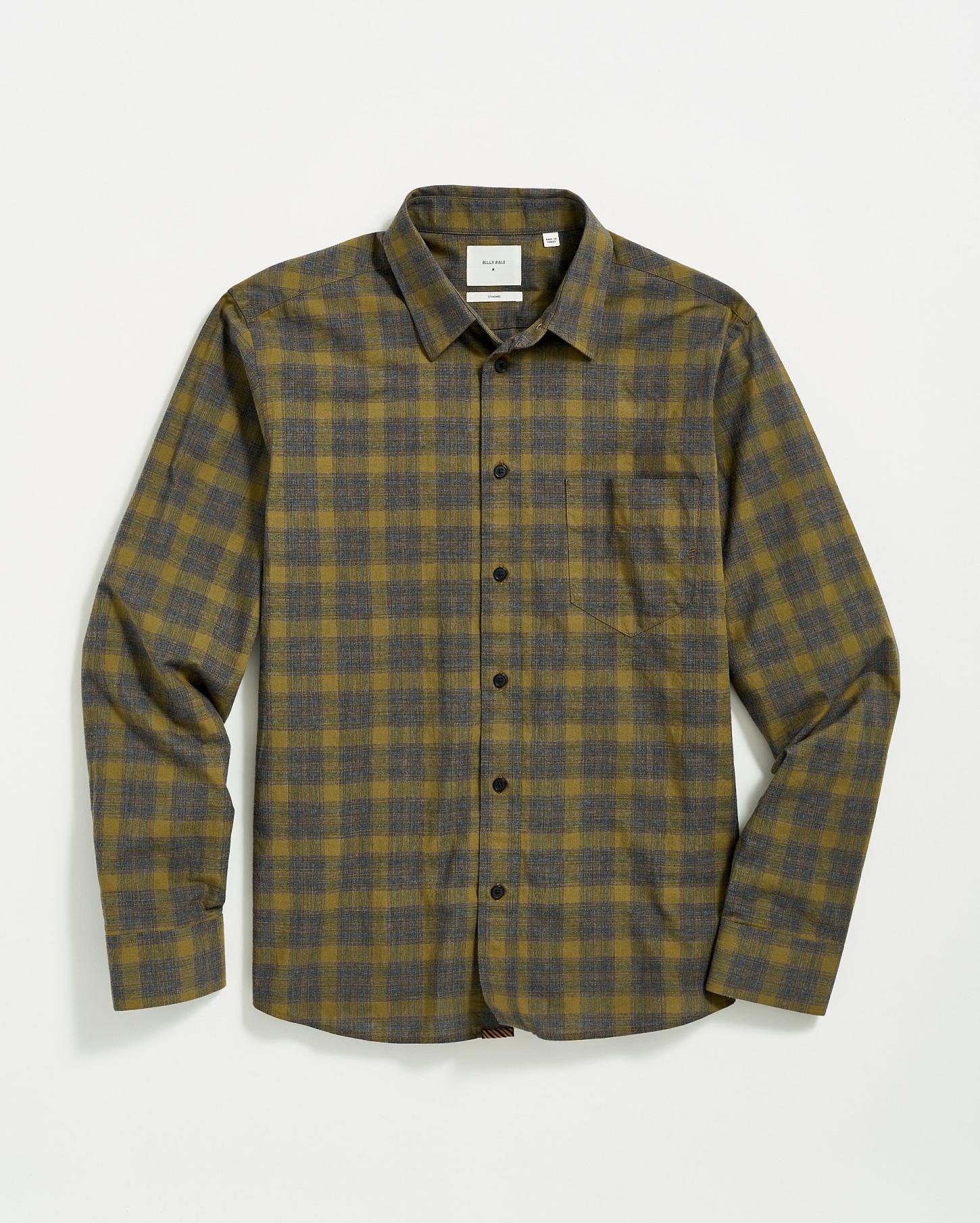 Men Melange Shadow Plaid Tuscumbia Shirt Grey/olive | Billy Reid Shirting
