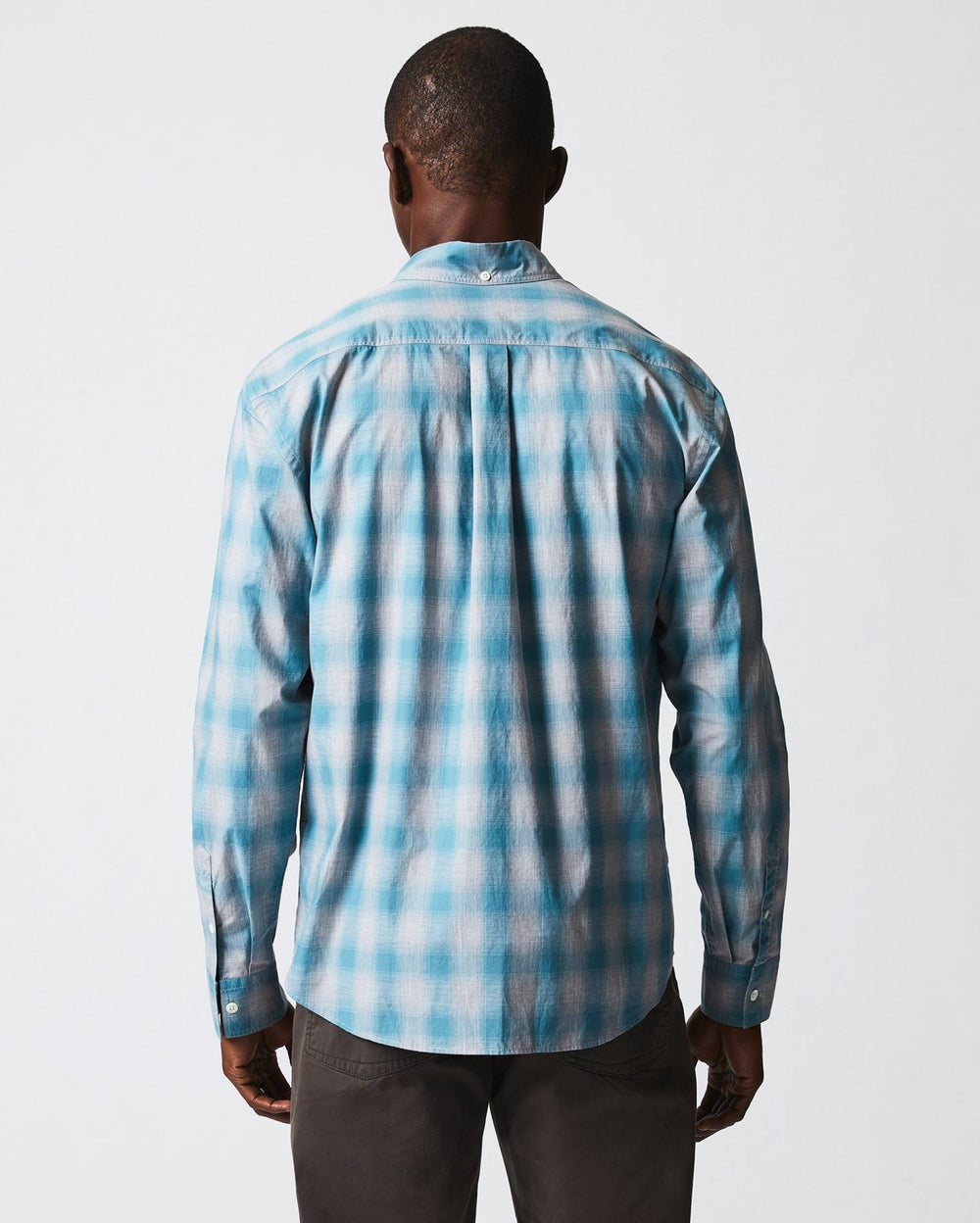 Men Melange Shadow Plaid Tuscumbia Shirt Grey/smoke Blue | Billy Reid Shirting