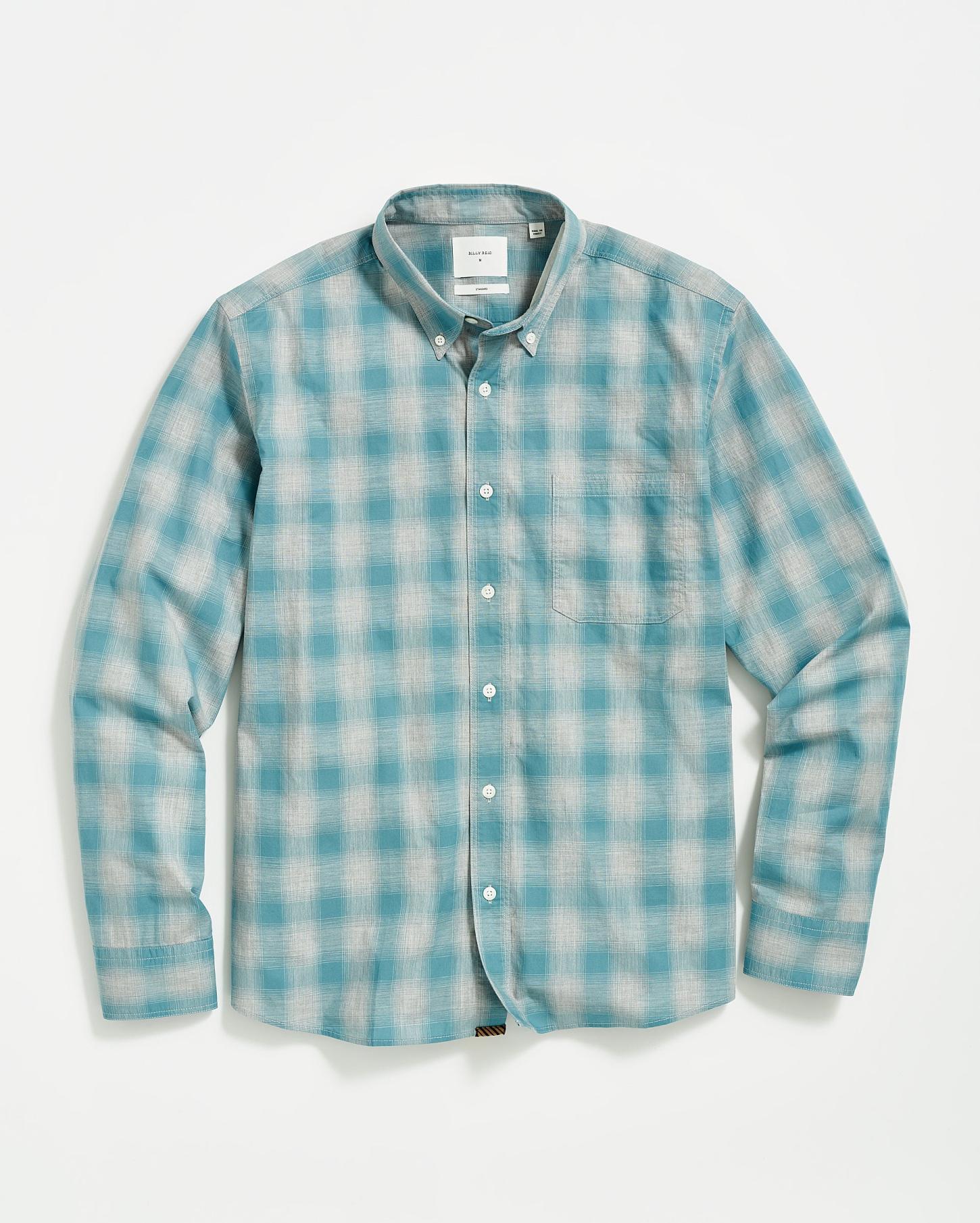 Men Melange Shadow Plaid Tuscumbia Shirt Grey/smoke Blue | Billy Reid Shirting