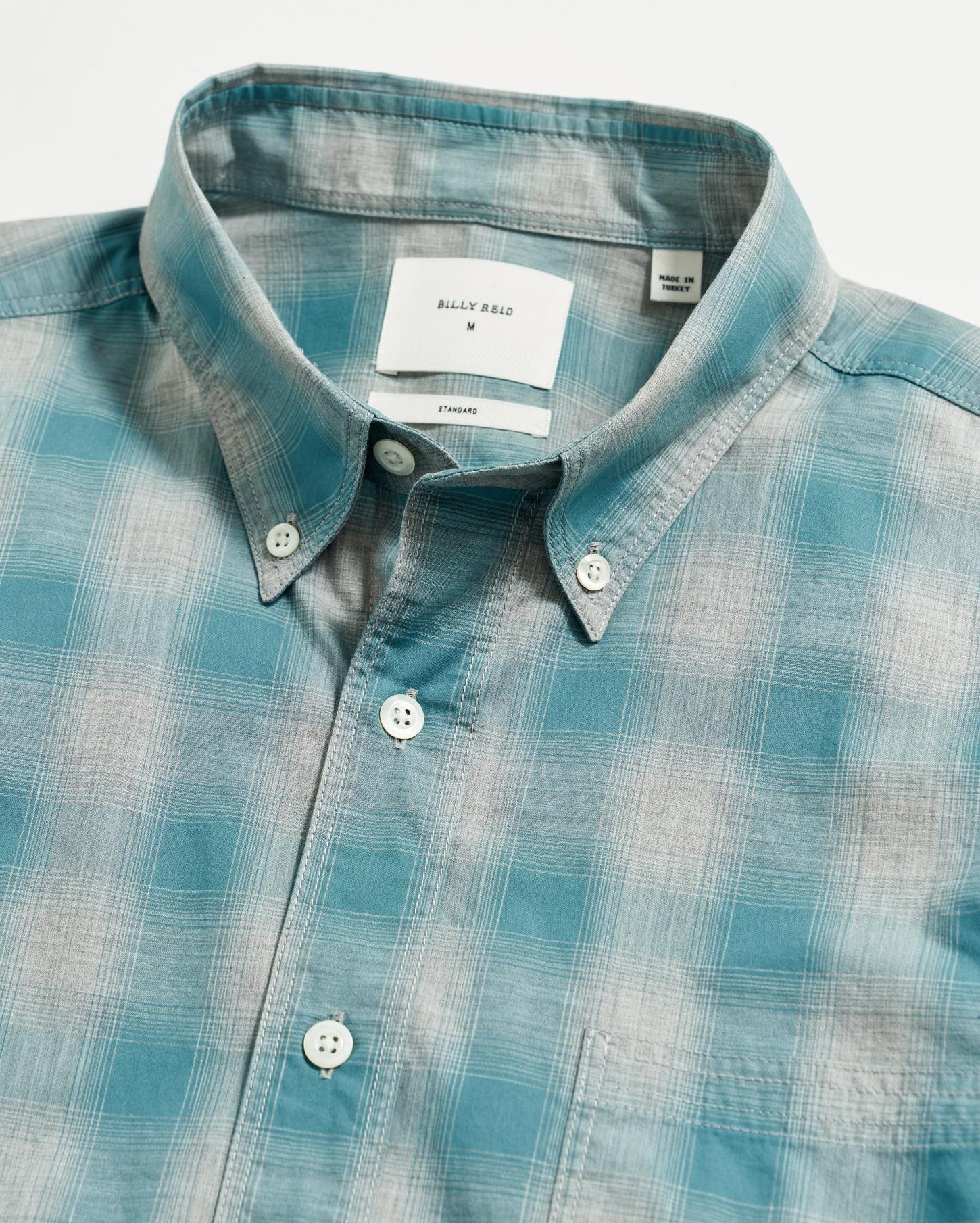 Men Melange Shadow Plaid Tuscumbia Shirt Grey/smoke Blue | Billy Reid Shirting