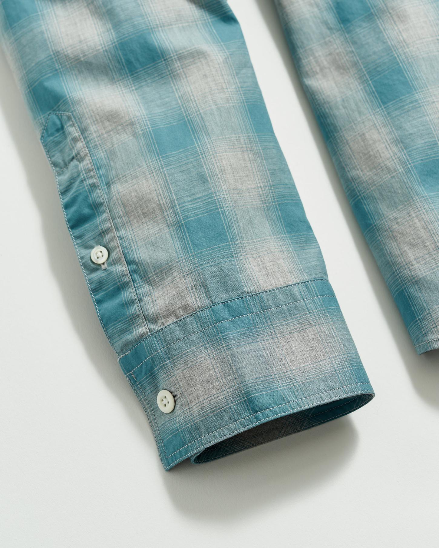 Men Melange Shadow Plaid Tuscumbia Shirt Grey/smoke Blue | Billy Reid Shirting