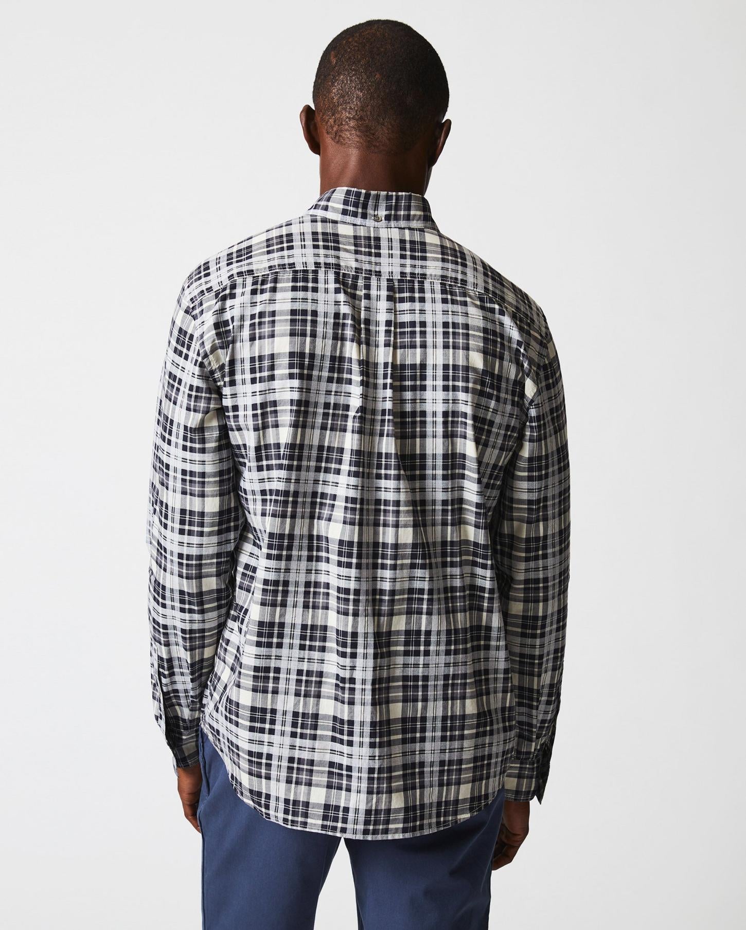 Men Melange Textural Plaid Tuscumbia Shirt Bd Grey/black | Billy Reid Shirting