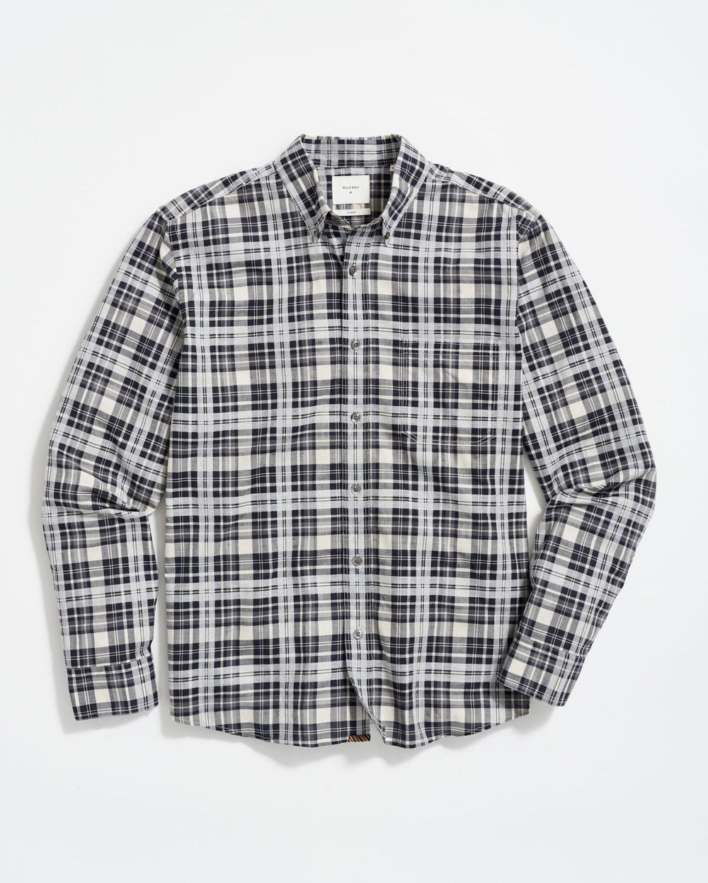Men Melange Textural Plaid Tuscumbia Shirt Bd Grey/black | Billy Reid Shirting