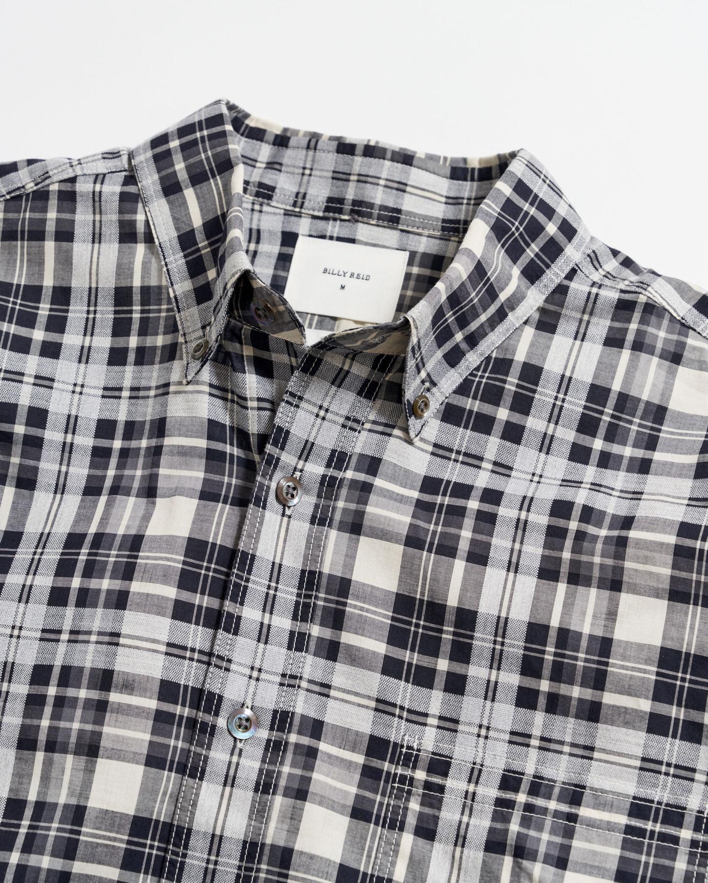 Men Melange Textural Plaid Tuscumbia Shirt Bd Grey/black | Billy Reid Shirting