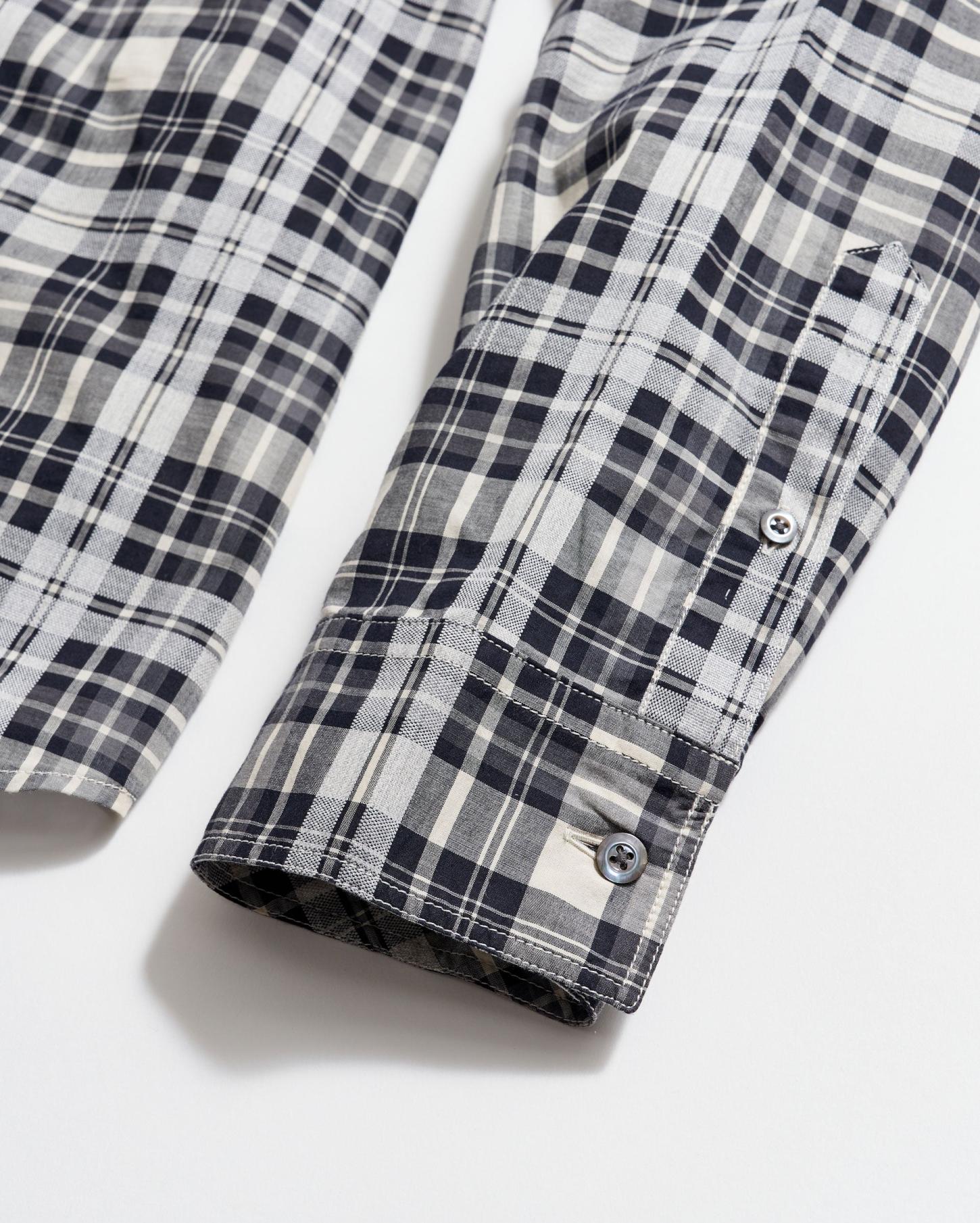 Men Melange Textural Plaid Tuscumbia Shirt Bd Grey/black | Billy Reid Shirting