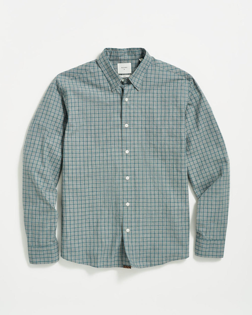 Men Melange Windowpane Tuscumbia Shirt Hidden Bd Grey/teal | Billy Reid Shirting
