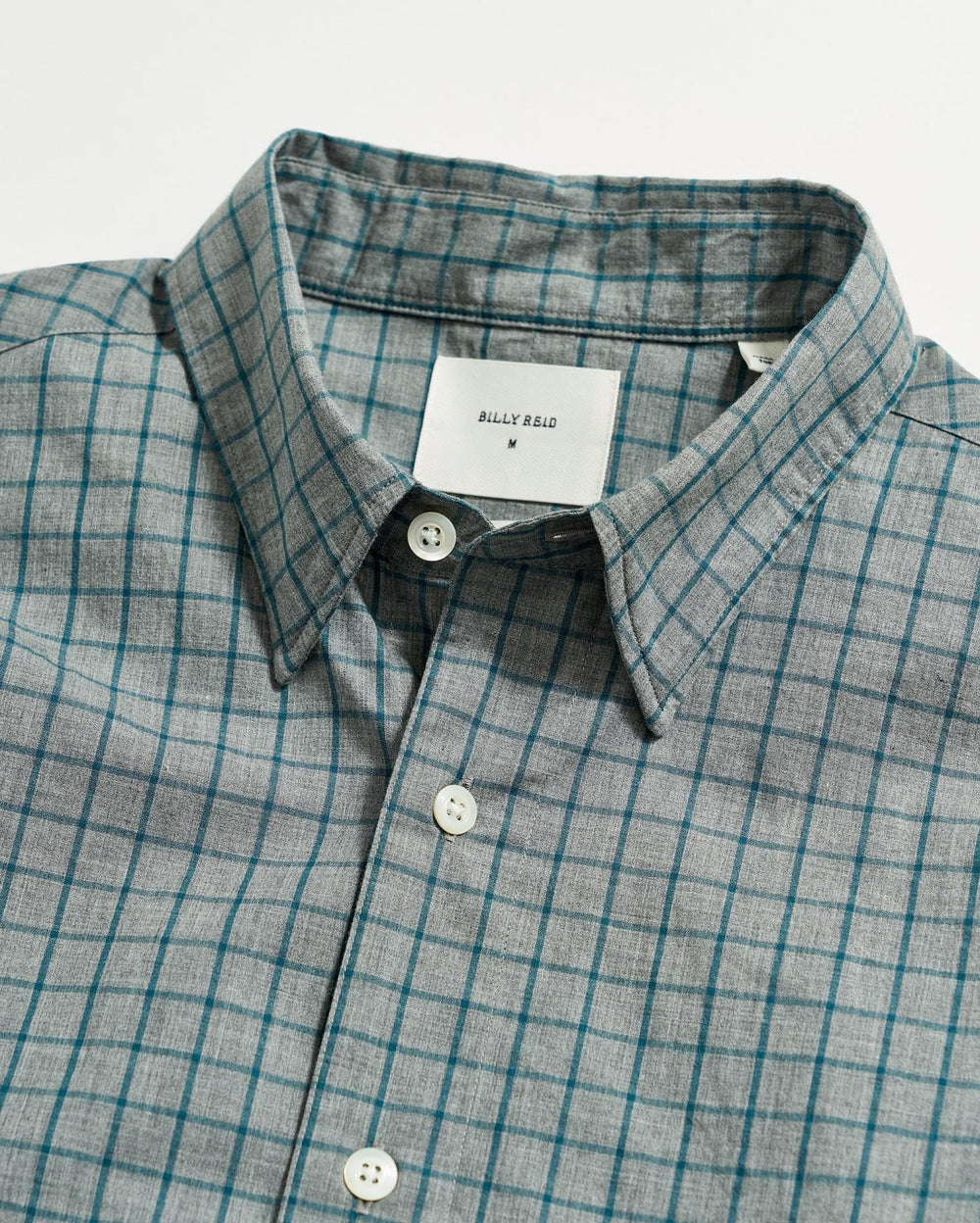 Men Melange Windowpane Tuscumbia Shirt Hidden Bd Grey/teal | Billy Reid Shirting