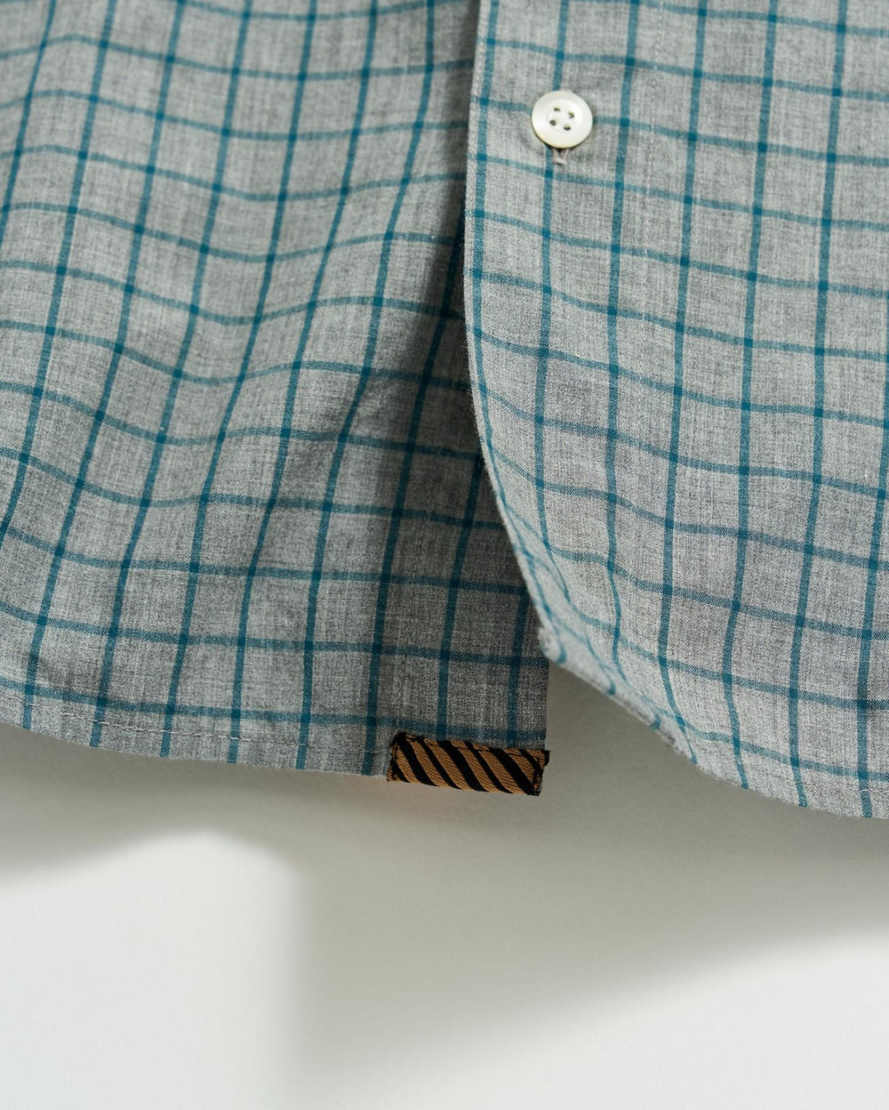 Men Melange Windowpane Tuscumbia Shirt Hidden Bd Grey/teal | Billy Reid Shirting