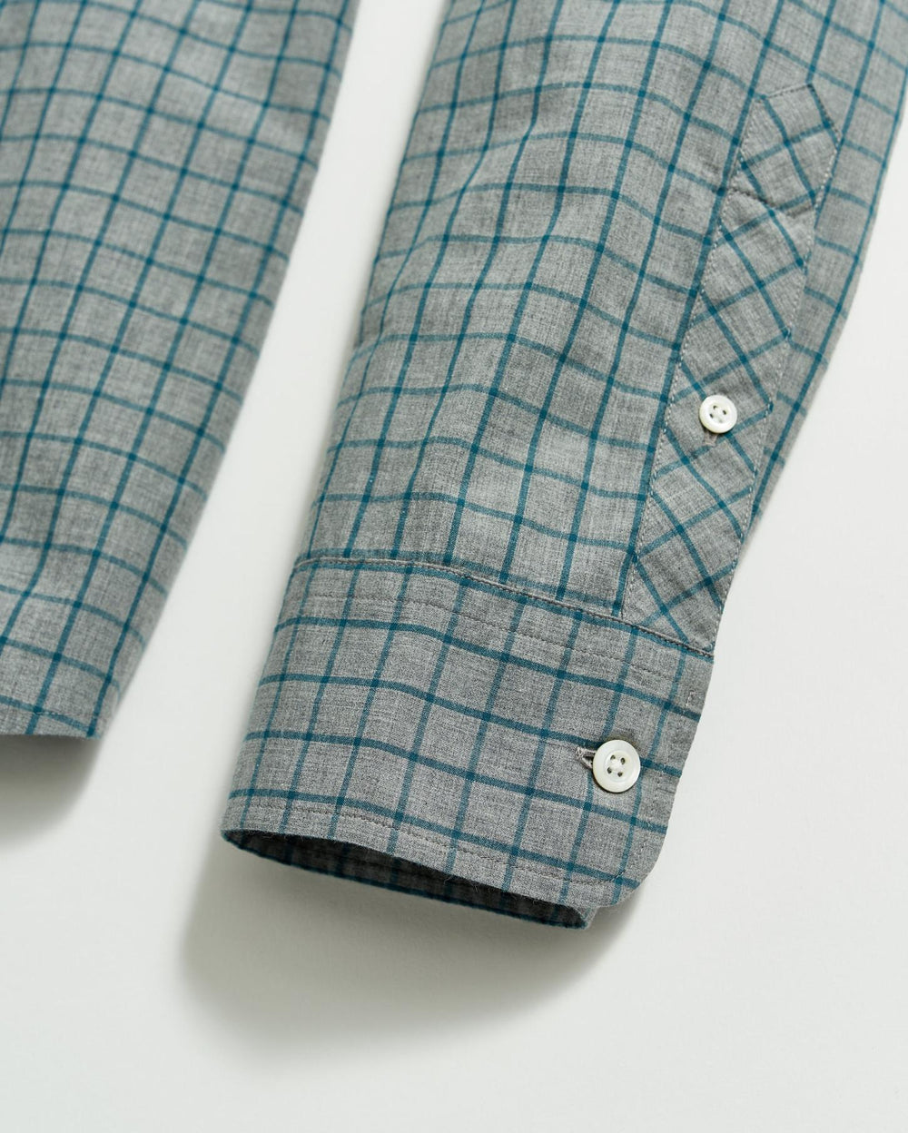 Men Melange Windowpane Tuscumbia Shirt Hidden Bd Grey/teal | Billy Reid Shirting