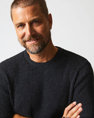 Men Mini Waffle Crew Charcoal | Billy Reid Sweaters &amp; Sweatshirts