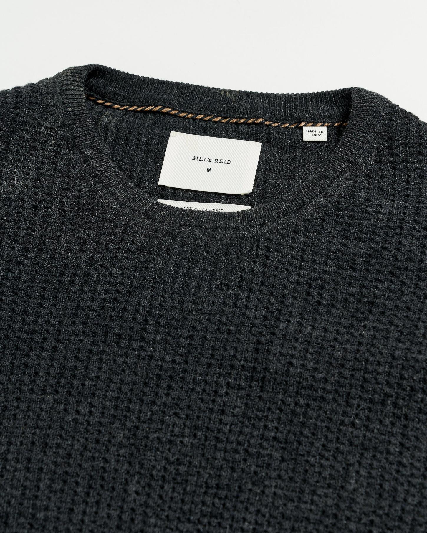 Men Mini Waffle Crew Charcoal | Billy Reid Sweaters &amp; Sweatshirts