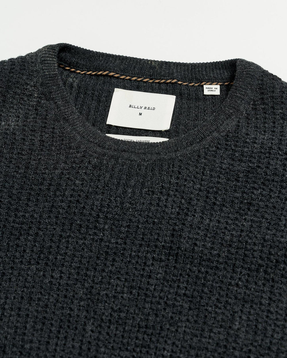 Men Mini Waffle Crew Charcoal | Billy Reid Sweaters &amp; Sweatshirts