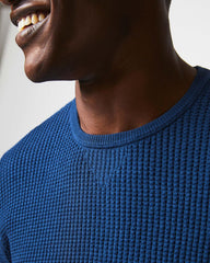 Men Mini Waffle Crew Denim Blue | Billy Reid Sweaters &amp; Sweatshirts