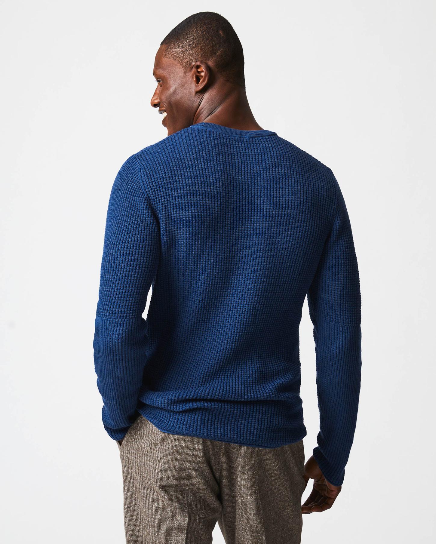Men Mini Waffle Crew Denim Blue | Billy Reid Sweaters &amp; Sweatshirts