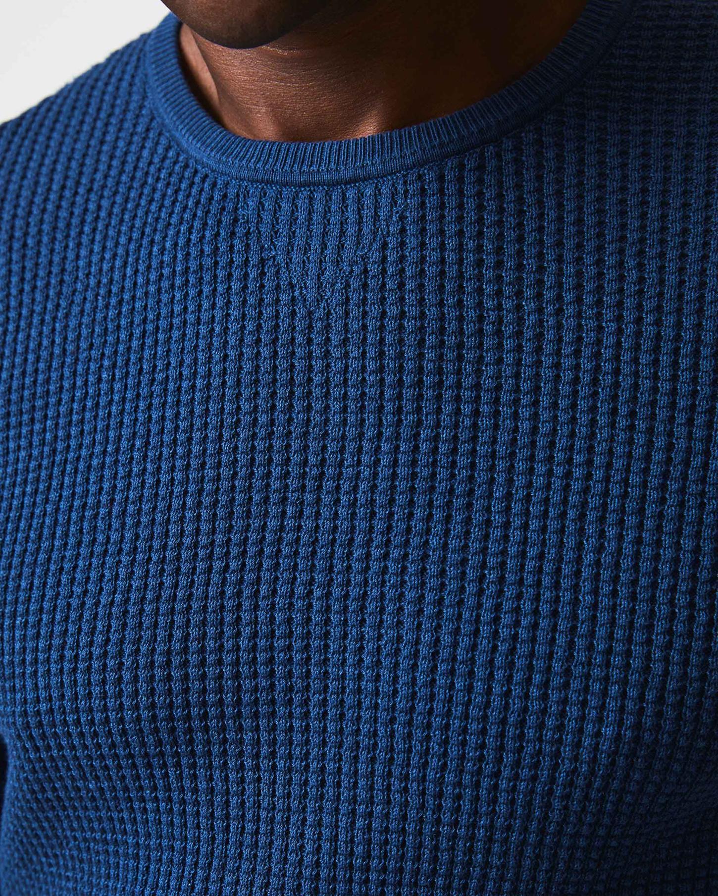 Men Mini Waffle Crew Denim Blue | Billy Reid Sweaters &amp; Sweatshirts