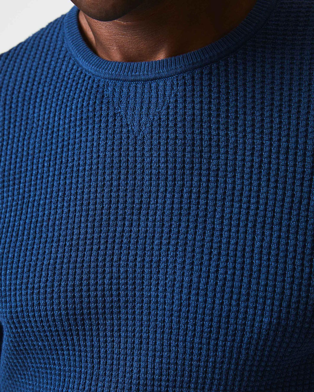 Men Mini Waffle Crew Denim Blue | Billy Reid Sweaters &amp; Sweatshirts