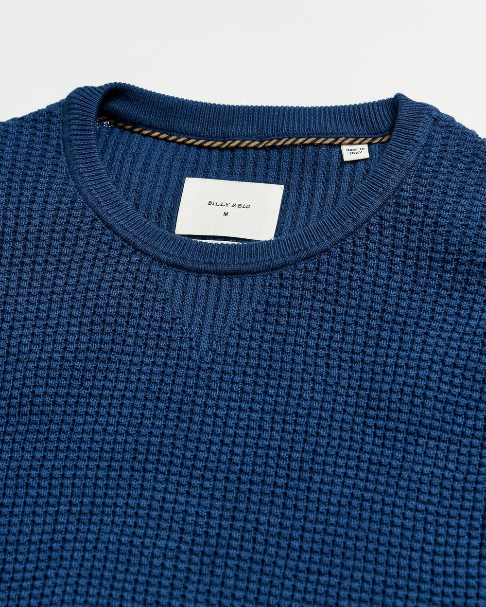 Men Mini Waffle Crew Denim Blue | Billy Reid Sweaters &amp; Sweatshirts