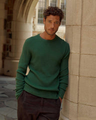 Men Mini Waffle Crew Emerald | Billy Reid Sweaters &amp; Sweatshirts