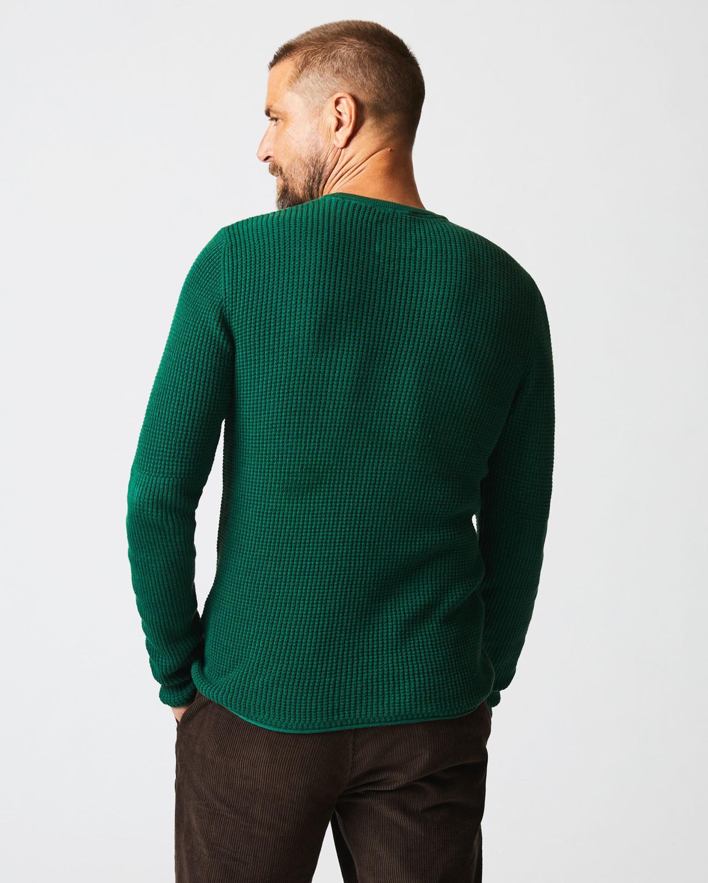Men Mini Waffle Crew Emerald | Billy Reid Sweaters &amp; Sweatshirts