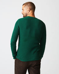 Men Mini Waffle Crew Emerald | Billy Reid Sweaters &amp; Sweatshirts