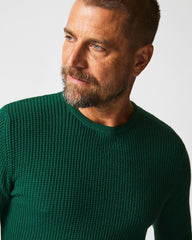 Men Mini Waffle Crew Emerald | Billy Reid Sweaters &amp; Sweatshirts