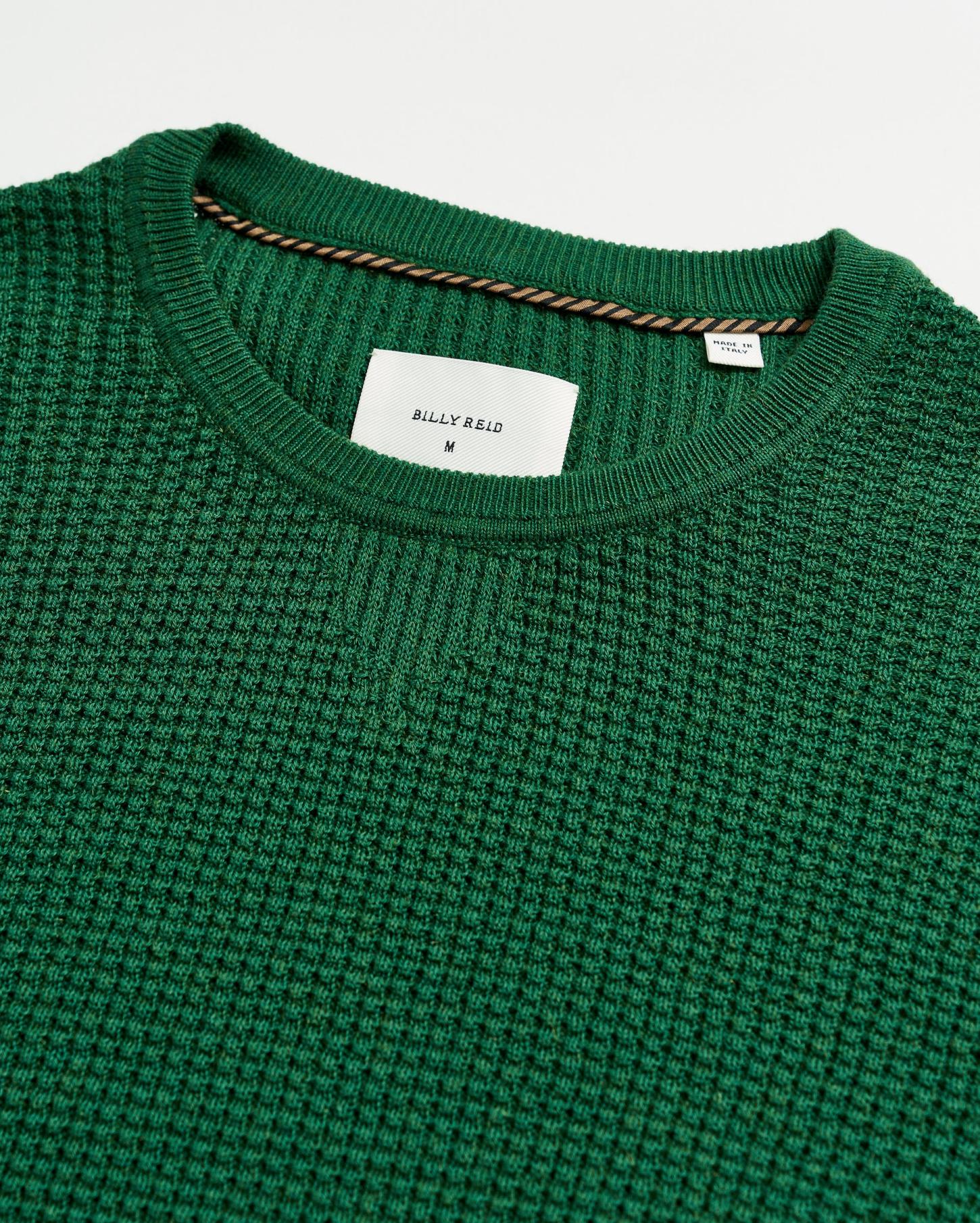 Men Mini Waffle Crew Emerald | Billy Reid Sweaters &amp; Sweatshirts