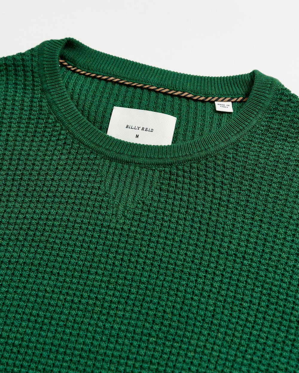 Men Mini Waffle Crew Emerald | Billy Reid Sweaters &amp; Sweatshirts