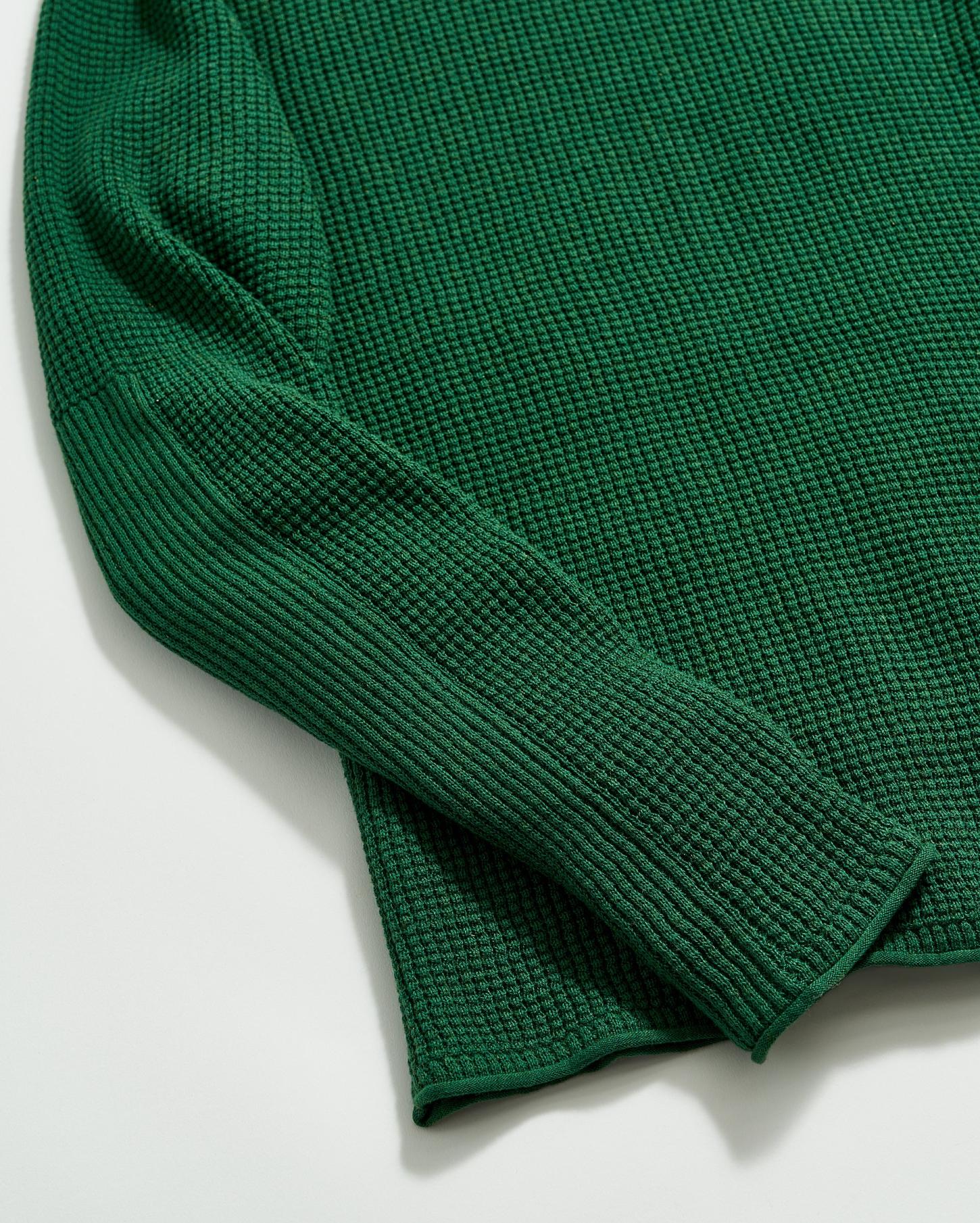 Men Mini Waffle Crew Emerald | Billy Reid Sweaters &amp; Sweatshirts