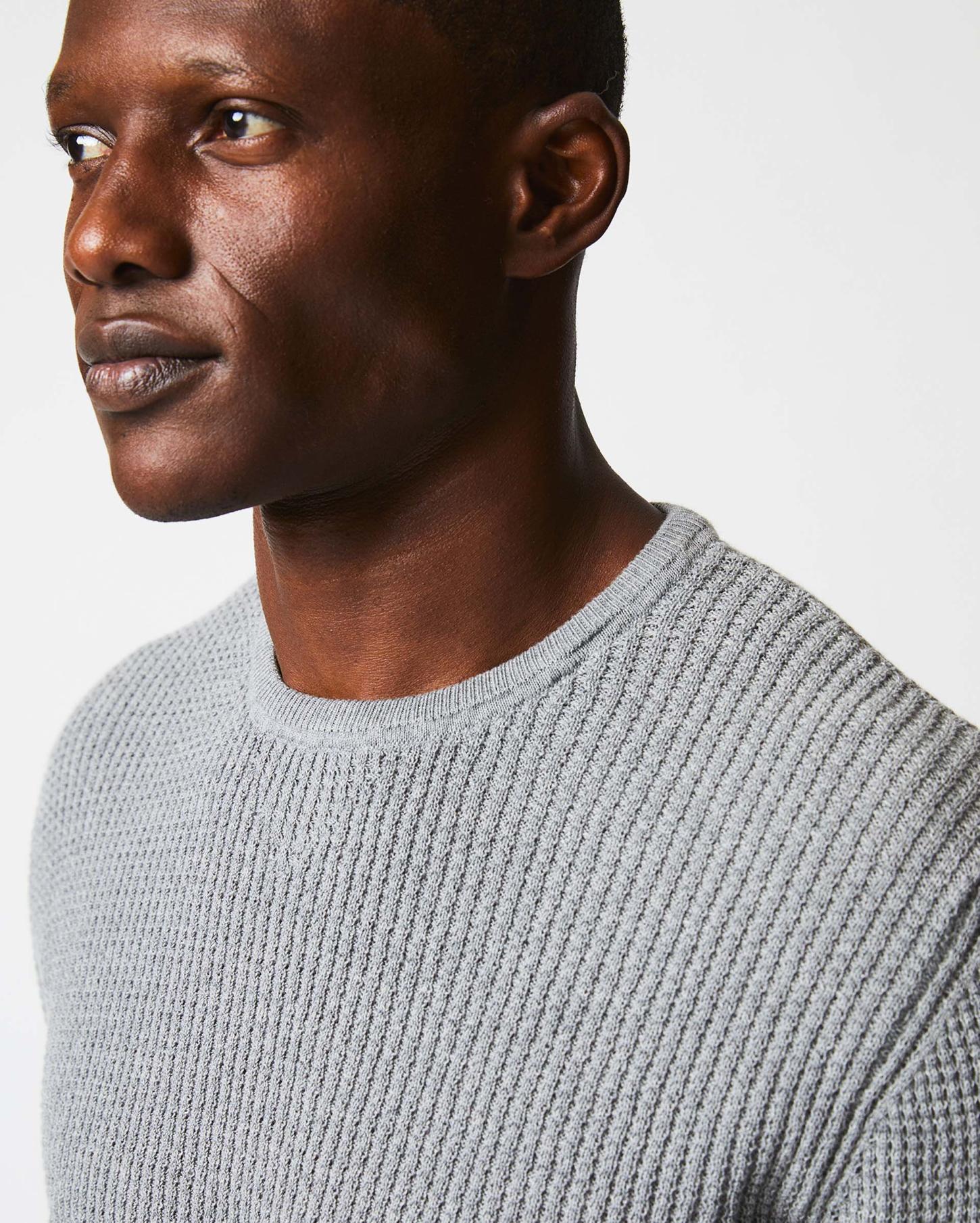 Men Mini Waffle Crew Grey | Billy Reid Sweaters &amp; Sweatshirts