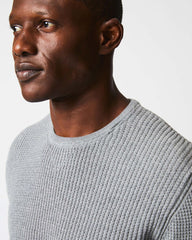 Men Mini Waffle Crew Grey | Billy Reid Sweaters &amp; Sweatshirts