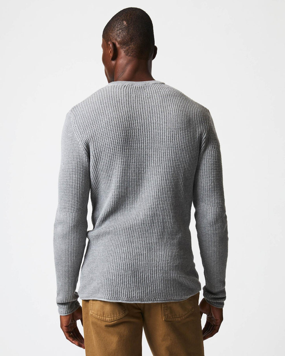 Men Mini Waffle Crew Grey | Billy Reid Sweaters &amp; Sweatshirts