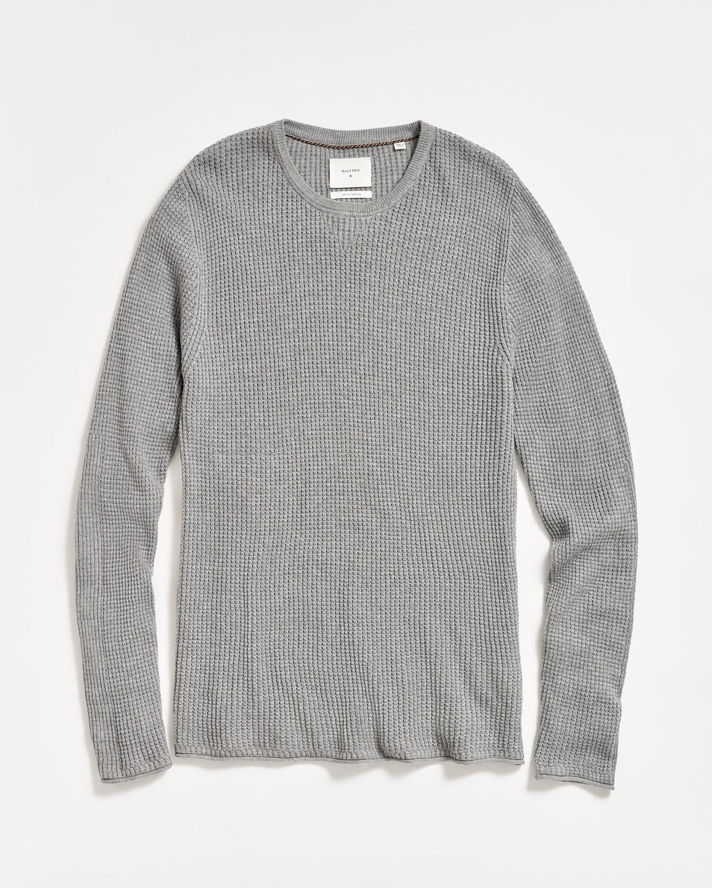 Men Mini Waffle Crew Grey | Billy Reid Sweaters &amp; Sweatshirts
