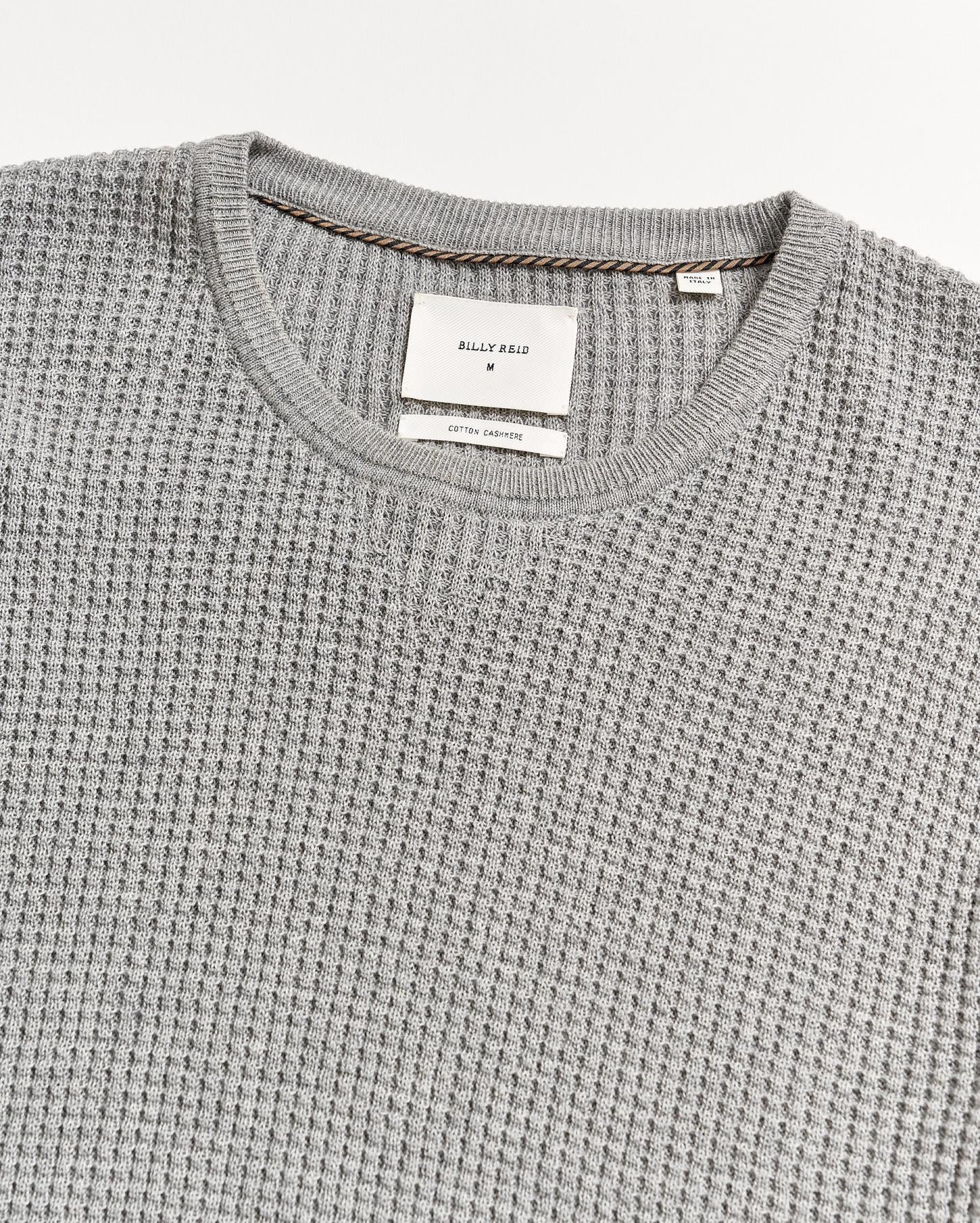 Men Mini Waffle Crew Grey | Billy Reid Sweaters &amp; Sweatshirts