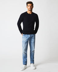 Men Mini Waffle Crew Midnight | Billy Reid Sweaters &amp; Sweatshirts