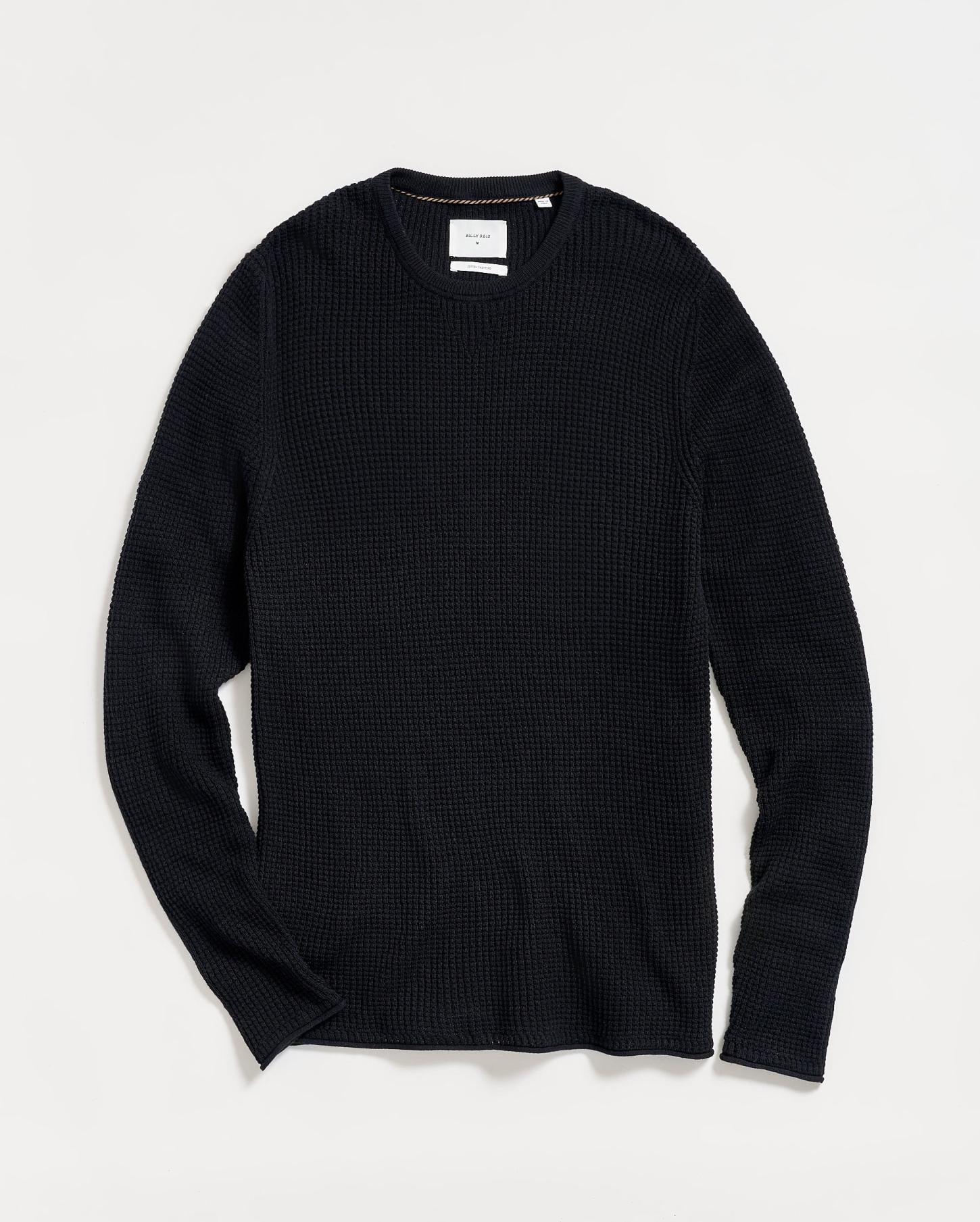 Men Mini Waffle Crew Midnight | Billy Reid Sweaters &amp; Sweatshirts