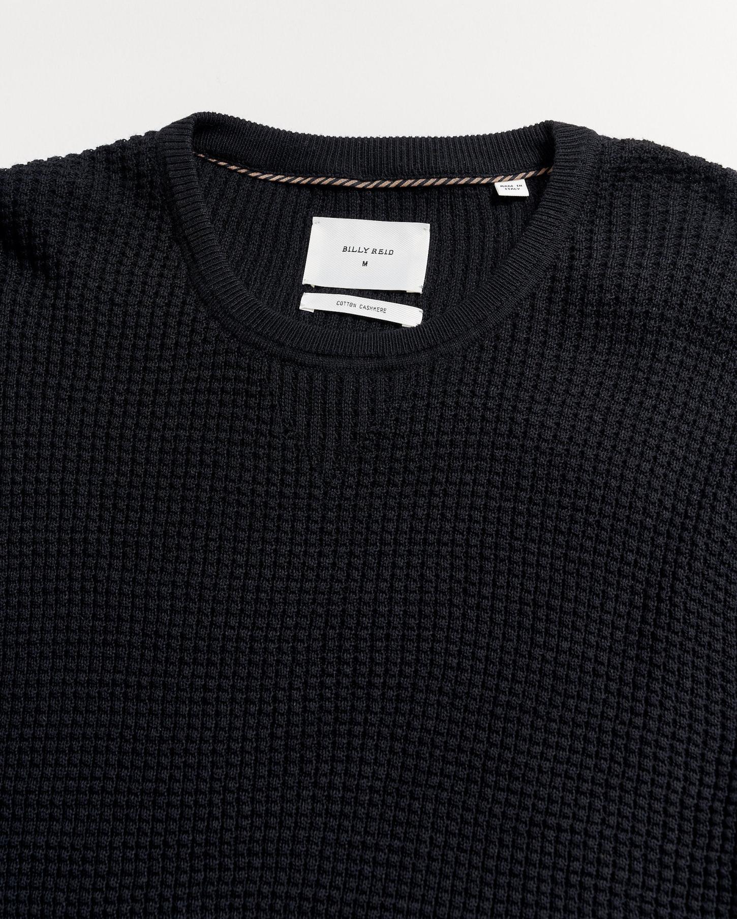 Men Mini Waffle Crew Midnight | Billy Reid Sweaters &amp; Sweatshirts