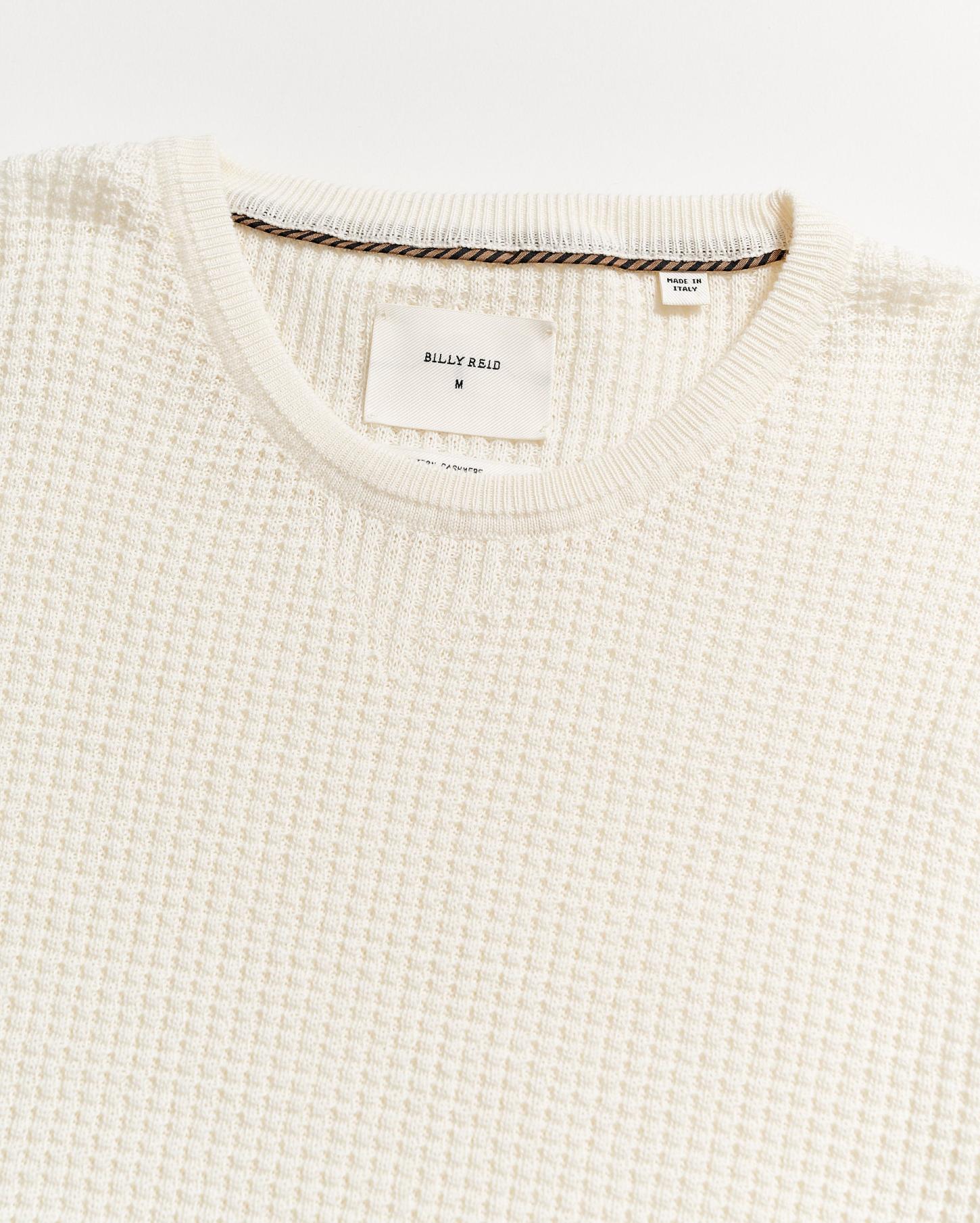 Men Mini Waffle Crew White | Billy Reid Sweaters &amp; Sweatshirts